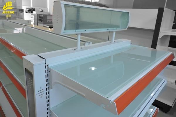 Top Cover Advertising Box Cosmetic Display Racks Cold Rolled Steel Cream White