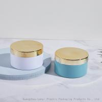 Frascos cosméticos plásticos azuis do creme 200ml do leite do corpo do cilindro