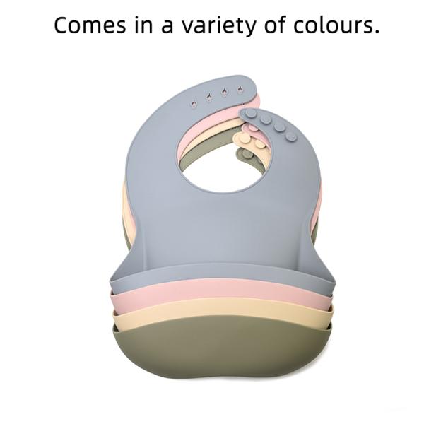 Pantone Color  BPA Free Silicone Baby Bibs OEM Waterproof Adjustable