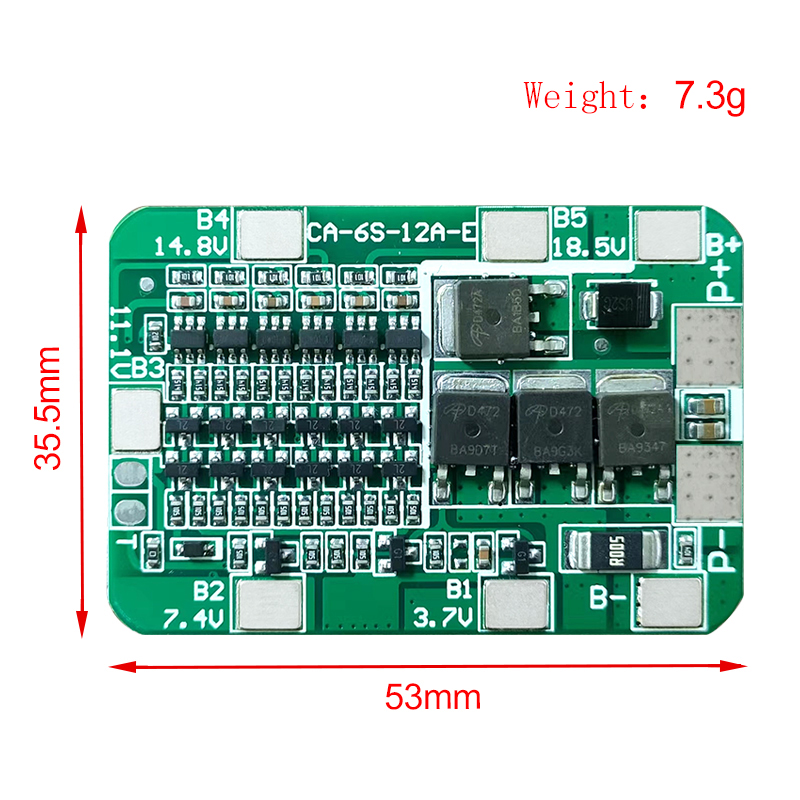 CA-6S-12A-E 24V PCB BMS Protection Board Designed for 6 Pack 18650 Li-ion Lithium Battery Cell Module