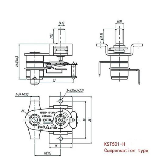 переключатель 10A 15A 125V 250V регулируемый термальный для печи электрического утюга