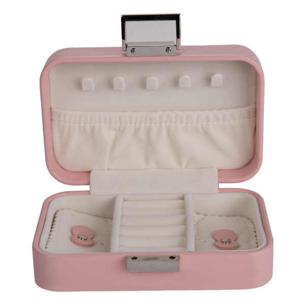 Handmade Portable Travel Jewelry Box Square Shape Suitcase Design For Retail