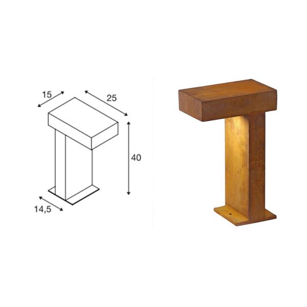 квадрат 40cm современный привел освещение пути Corten света палов стальное ржавое
