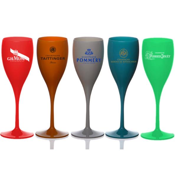 Eco Friendly Dual Color Plastic Wine Champagne Glasses For Wine Outdoor Event