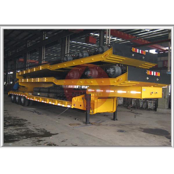 3 Axle Heavy Duty Trailer , Heavy Equipment Flatbed Trailers High Fuel Economy