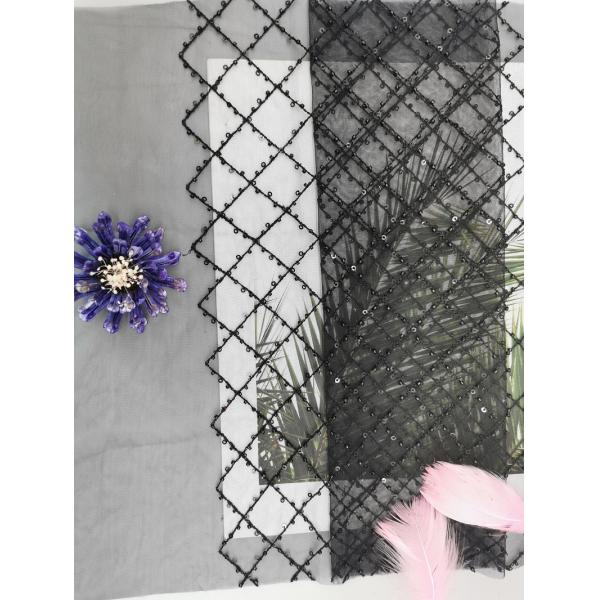 Sequin черноты партии 125CM Geo отбортовал ткань Applique шнурка