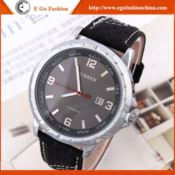 8120 E Go Fashion Watch Business Man Sports Boy Leather Watch Stainless Steel Back Watch