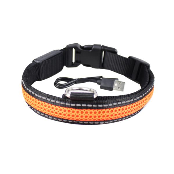 C914 Nylon LED Pet Necklace Rechargeable Flashing Dog Collar Led Usb