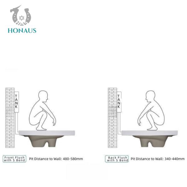 Complete Set Ceramic Squat Pan Toilet Flushing Tank Odor Resistant Bathroom Toilet