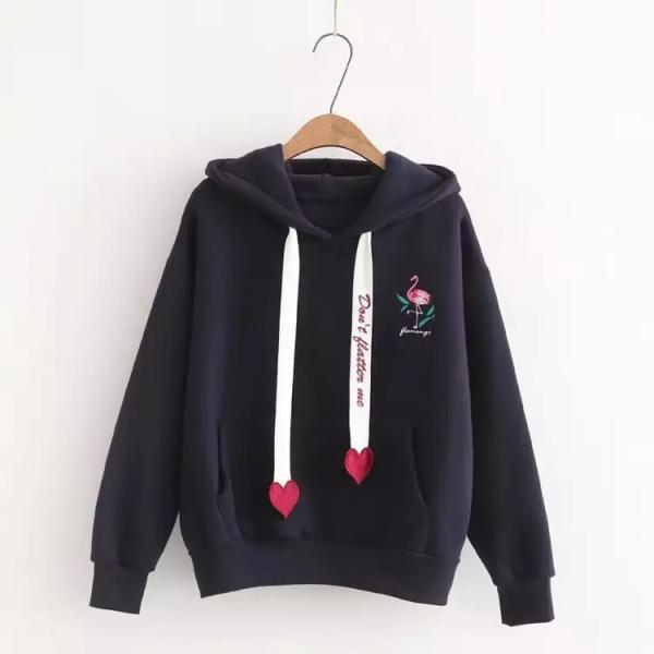 Knitted Fabric Women'S Oversized Pullover Hoodies Embroidered Custom