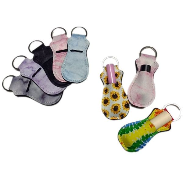 Sublimatoin Lip Gloss Holder Keychain Diy Photo Printing Neoprene Chapstick Sleeve Lipstick Lip Balm Holder