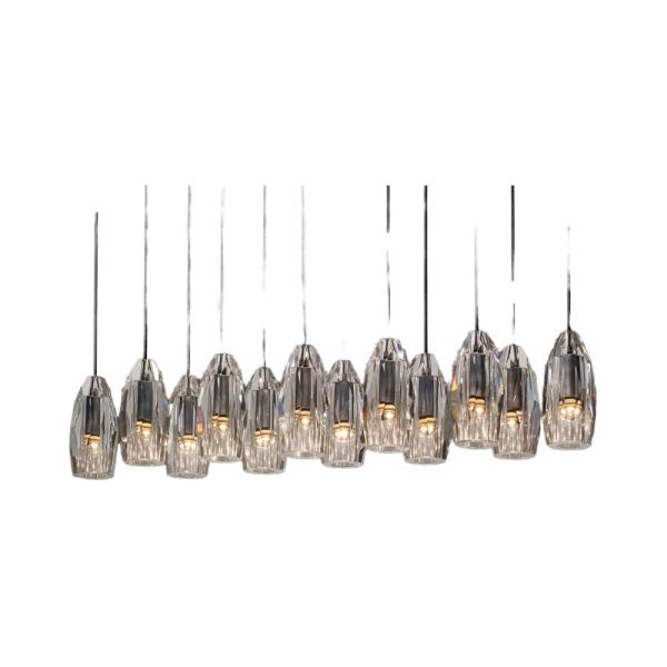 Yihao CHATELET Adjustable Height Linear Pendant Light with Brass Body and 50000 Hours Lifespan for Modern Living Room