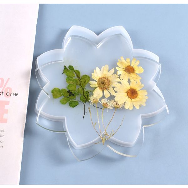 DIY crystal drop glue lotus coaster mold lotus geometric table hanging coaster silicone mold