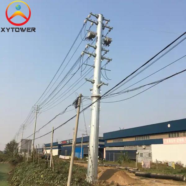 High Voltage 10kV-500kV Flange Type Electric Power Transmission Lines Monopole Tower