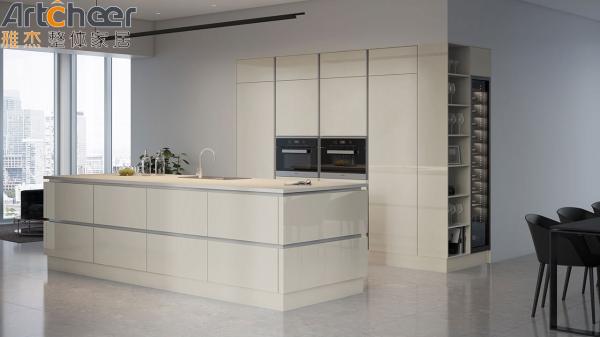 Armazenamento de cozinha com design moderno e material de madeira compensada grau E1