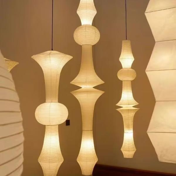 Wabi-sabi Paper Lamp Aisle Corner Stairwell Loft Long Medieval Chandelier Pendant Light