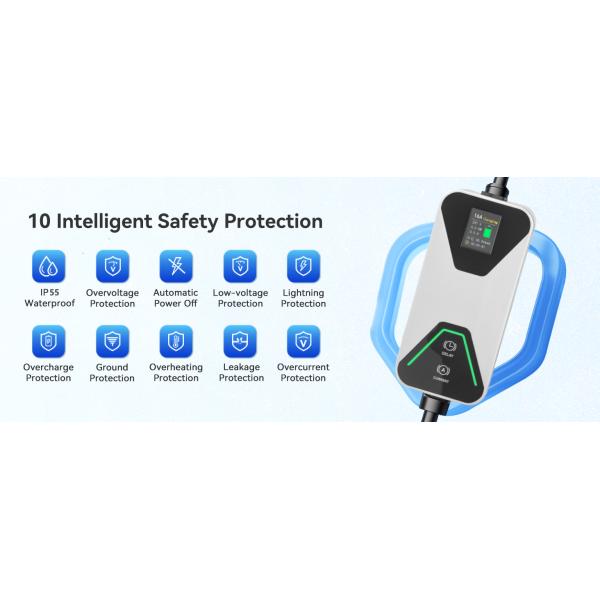 Type 1 / 2 Schuko Plug Portable EV Charger 8A 10A 13A 16A Электрическое зарядное устройство