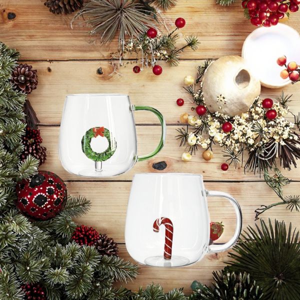 Modern Three Dimensional Belt Design Glass Coffee Cup For Hot Or Cold Beverages