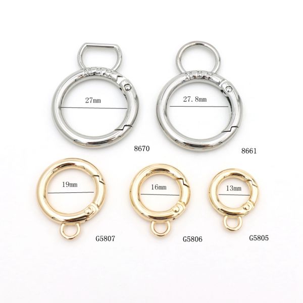 Light Gold Alloy Carabiner Leather Lanyard Accessories Spring Gate O Ring for Strap Connector