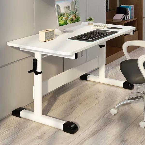 Minimalist Book Table Custom White Wooden Height Adjustable Desk with SPCC Steel Frame