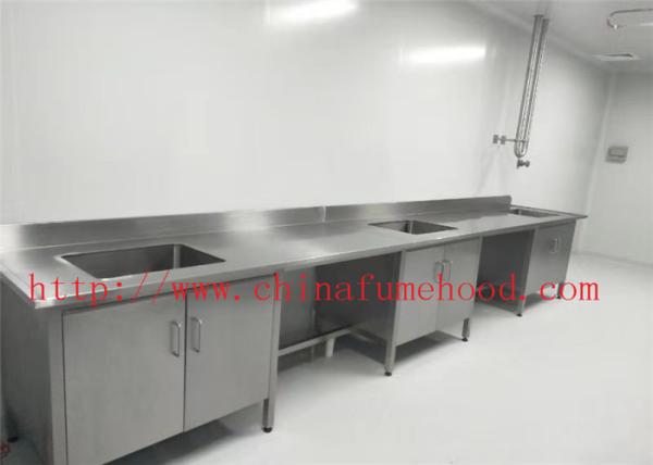 Customize Made 304 Stainless Steel Lab Furniture Popular Stainless Steel Sink Bench Cleaning Work Bench
