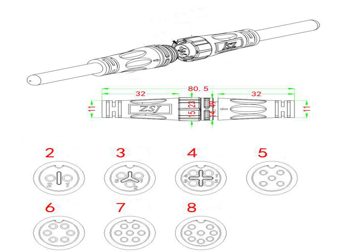 Женщина к сборкам кабеля мужчины 100mm M12 Overmolded