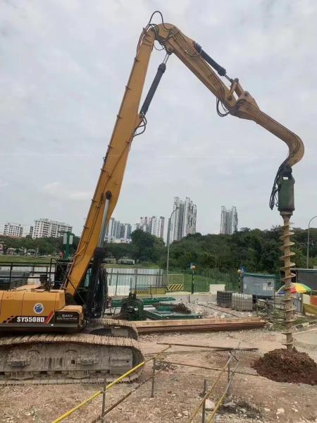 Excavadora de 360 graus Vibro Martelo com braço longo, Excavadora montada Vibratory Pillar Driver Para CAT320