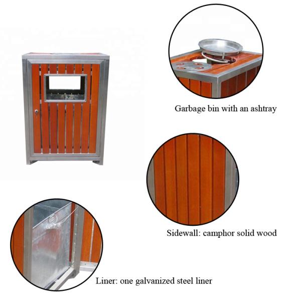 Waterproof Outdoor Patio Trash Can With Stainless Steel Frame OEM