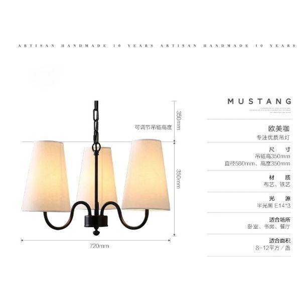 American Rural Chandelier Simple Living Room chandeliers Retro Cloth Cover Lamp (WH-VP-348)