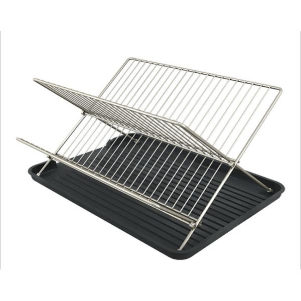 Folding X Shape Kitchen Dish Rack , 20.5cm Height Stainless Dish Rack