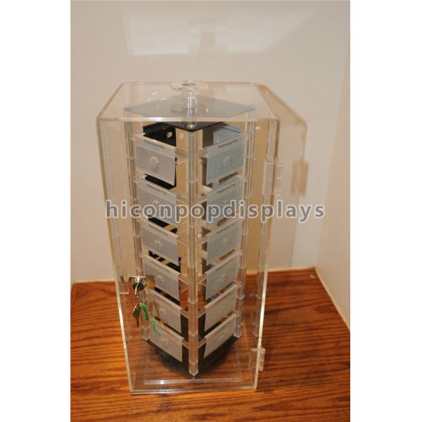 Rotating Jewelry Acrylic Display Case , Plexiglass Lucite Acrylic Tower Showcase