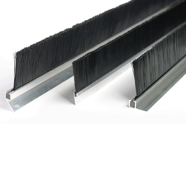 Door Sealing Black PP PVC Nylon Strip Brush Furniture Dusting Aluminum Holder