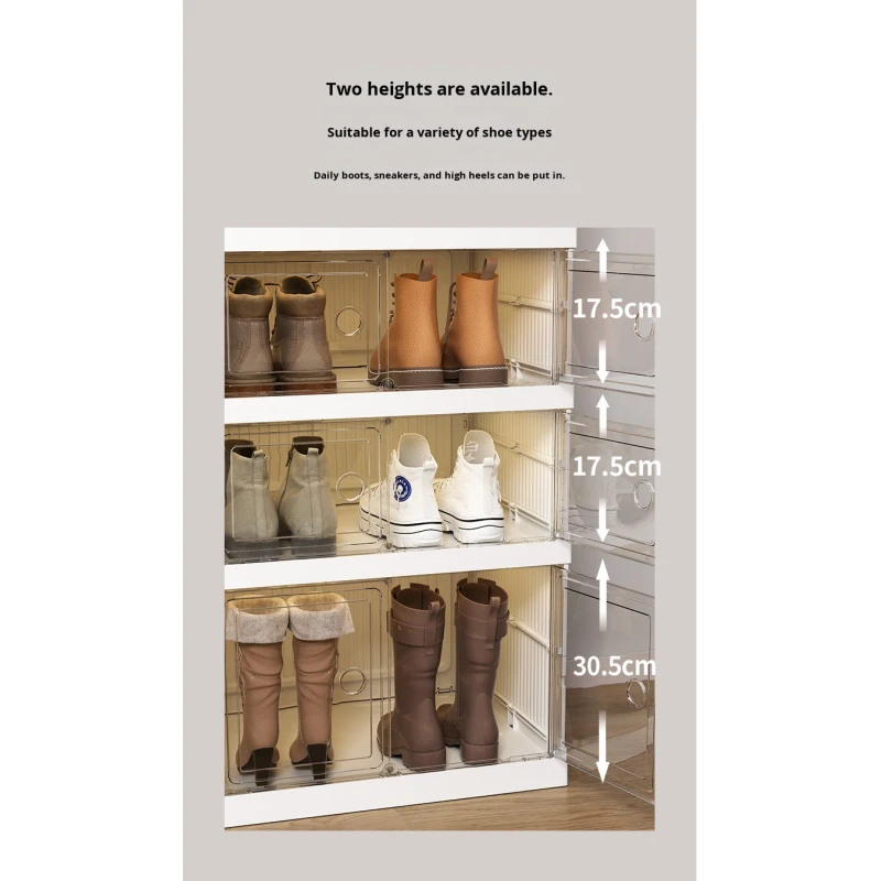 Wholesale No-Installation Required Foldable Transparent Plastic Shoe Storage Cabinet