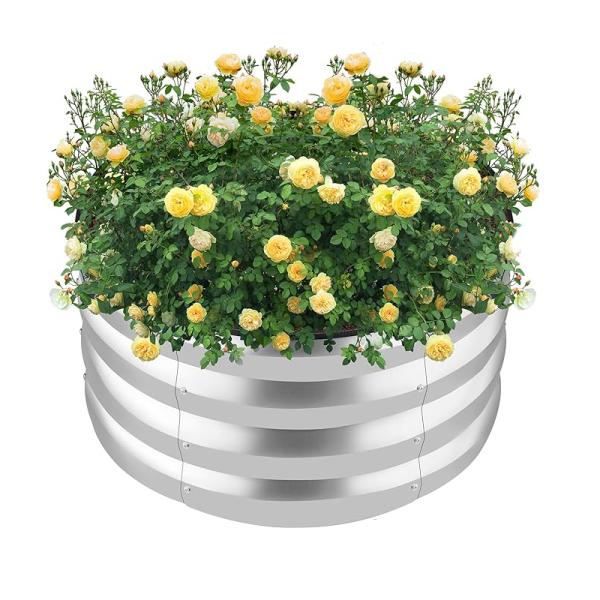 2.6*2.6*1 Ft Lightweight Round Metal Raised Bed  Easy Assembly
