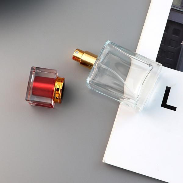 Spot Square Transparent Glass Perfume Bottle Acrylic Cover Spray Press Travel Separate Bottle Cosmetics Sample Bottle