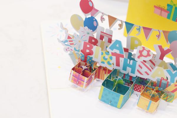 Carte de vœux 3D avec espace message vierge Design unique pour anniversaire
