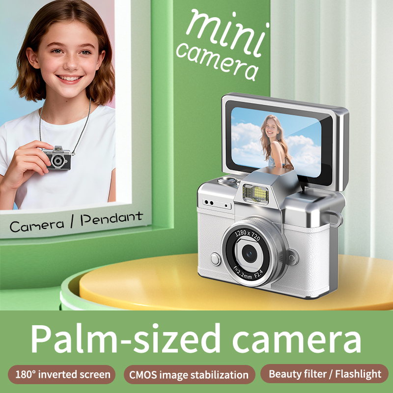 DLC Neck-Wearable Mini Camera | 48MP 1080P HD Flip Rotatable Lens Built-in Flash Filters Selfie Mode Video Recording Face