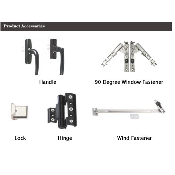 Two Side Open Casement French Doors , Grey Anodized Aluminum Vertical Door