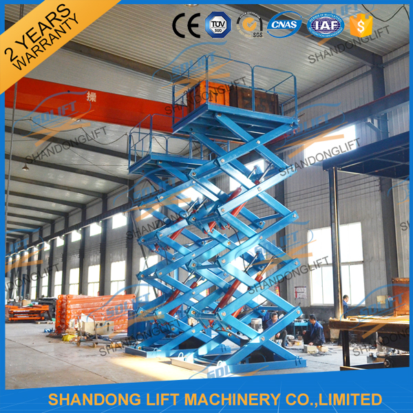 2T 5.5M Stationary Hydraulic Scissor Lift Warehouse Material Loading Lift CE SGS TUV