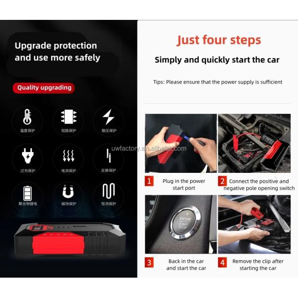 Multi-Function Portable Car Jump Starter Power Bank 20000mAh Lead-Acid Battery for Emergency Booster and Flashlight