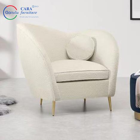 Newly Arrived Double Seat Armrest Polyester Sherpa White Simple Modern Style Chairs For Living Room Nordic