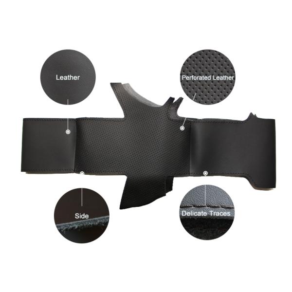 DIY Hand Sewing Black Steering Wheel Skin Cover for Hyundai Elantra 2007 2008 2009 2010