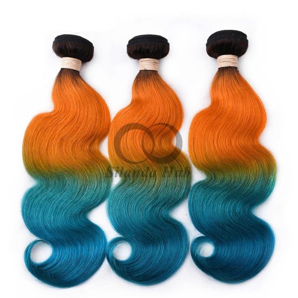 #T1B/Orange/Green Body Wave Remy Human Hair Bundles Sew In Weave Bundles Brazilian Bundle Deals