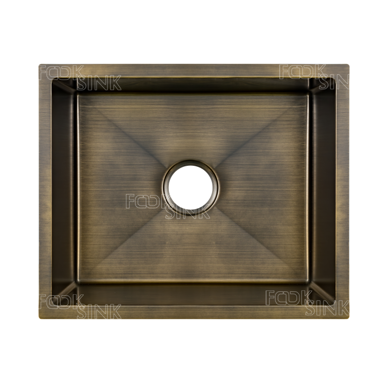 Nordic Simple SUS304 Antique Golden Stainless Steel Kitchen Sinks Art Basin Rectangular Modern Bathroom Sink Evier De Cuisine Handmade Sink manufacturer wholesale 550x450mm Sink