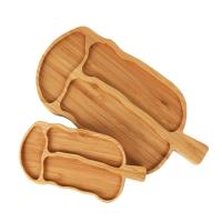 Handpainted Irregular Wooden Platters And Trays Leaves Shaped Bamboo Platters