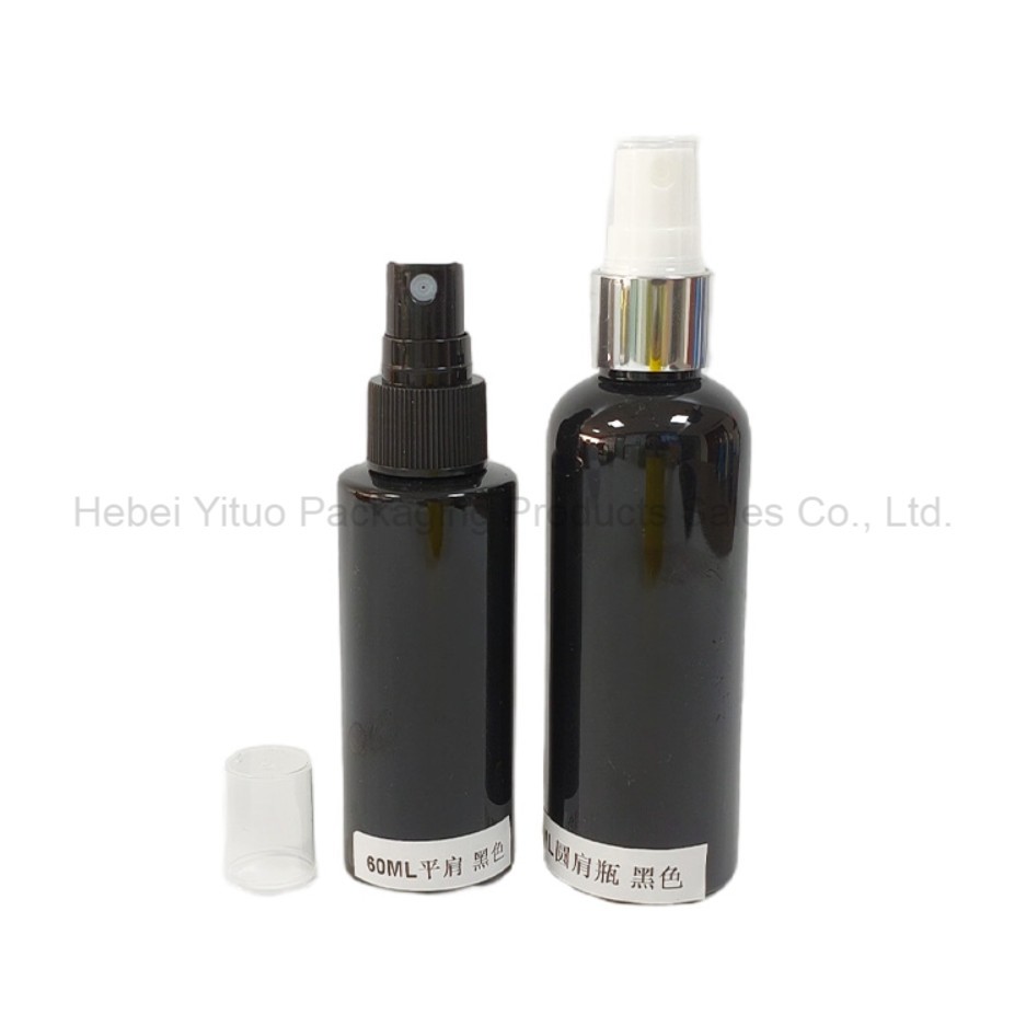 Black Cosmetic Spray Bottle Plastic Body Material Discharge Rate Designed for Cosmetic and Packaging