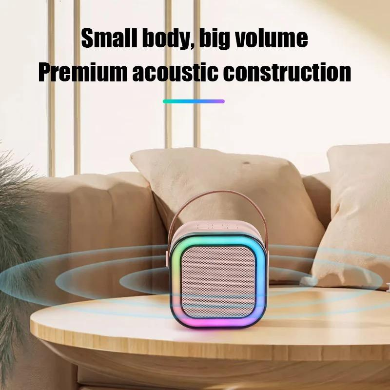 Mini Speaker LED Light P8 BT 5.3 HiFi Sound System Dual Wireless Microphone Bluetooth Karaoke Kids Gift Portable