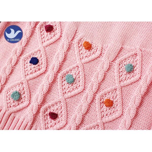 Long Sleeves Girls Cable Knit Jumper Crew Neck Pullover Style Anti - Pilling