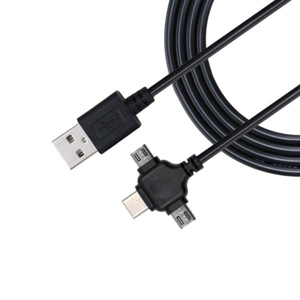 Cabo de dados de carregamento rápido 3 em 1 USB 2.0 de 0,5 m Micro Tipo C