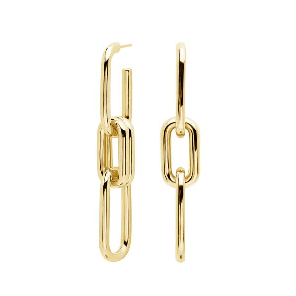 Gold Plated Silver Customized Logo Long Chain Drop Earrings For Women'S Shopping